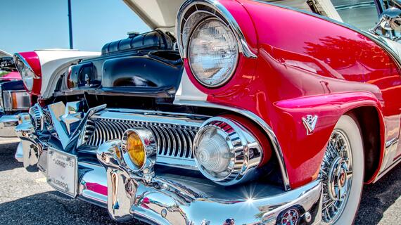 Booneville Car show banner_red car photo