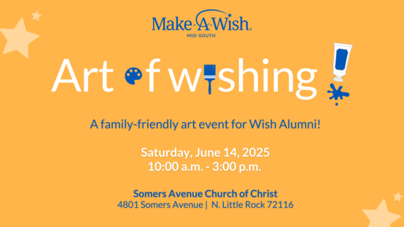 Art of Wishing event banner on orange background