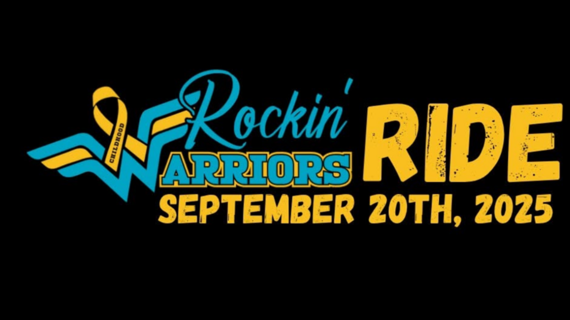Rockin' Warriors Ride logo teal and yellow