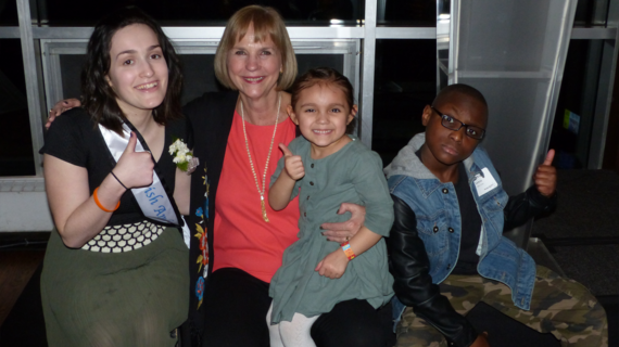 Diane MacWilliams with wish kids in 2016