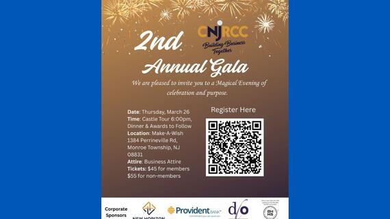 Image shows a flyer for the Central New Jersey Regional Chamber of Commerce Gala