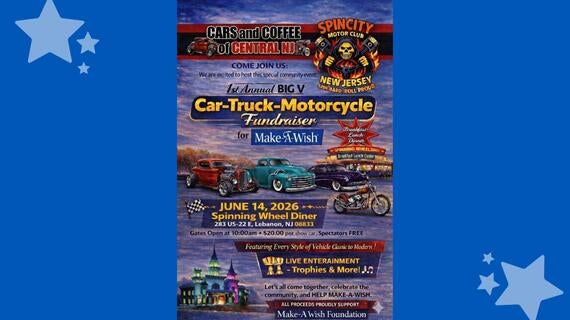Image shows a flier for Big V's Car Show