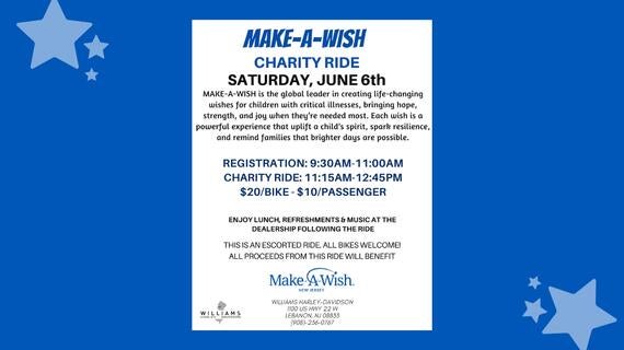 Image shows a flier for Charity Ride