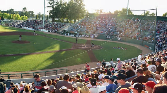 Fans watch a San Jose Giants game in Excite Ballpark