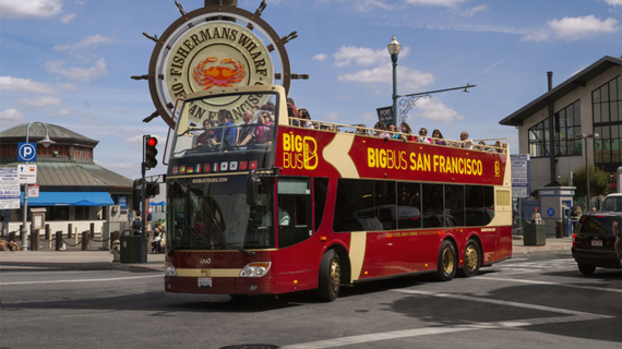 Big Bus Tours tour bus at Fisherman's Wharf in San Francisco