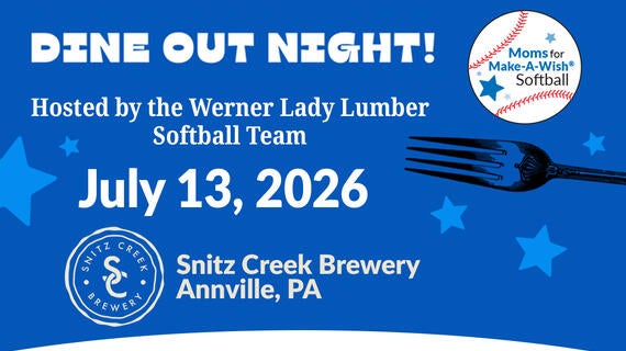 Dine Out Night Hosted by the Werner Lady Lumber Softball Team--July 13, 2026--Snitz Creek Brewery--Annville, PA