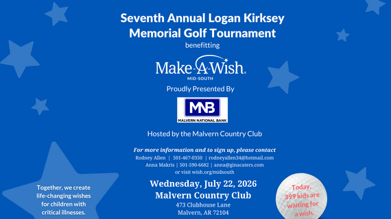 7th annual Logan Kirksey golf tournament on blue background 