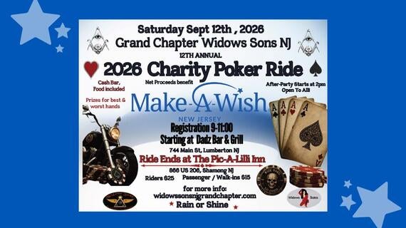 Image shows a flier for a charity poker ride