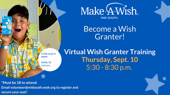 September volunteer training graphic on blue background 