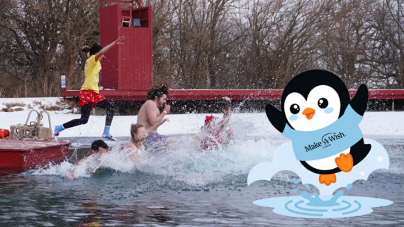 Penguin Plungers jumping into the water