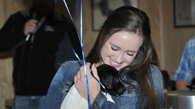 Lauren with new puppy