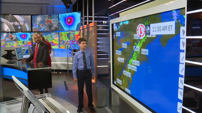 Ryland forecasts the weather live on the Weather Channel.