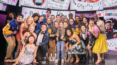 Palmer with cast of Mean Girls on Broadway