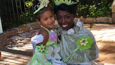 Nina with Princess Tiana at Walt Disney World Resort, Florida