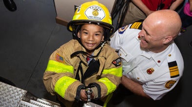 Samuel and firefighter