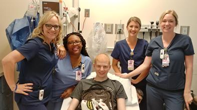 Zac with his nurses at Banner Cardon Children's Medical Center