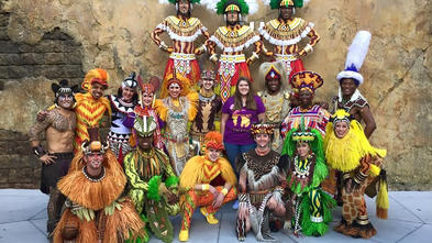 Wish kid Ellison with the cast of Lion King at Animal Kingdom