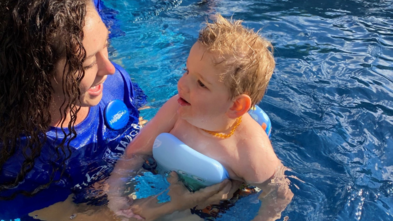 Anthony enjoys his pool wish