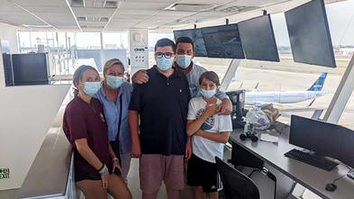 Wish Kid Cole With Family in Jet Blue Terminal