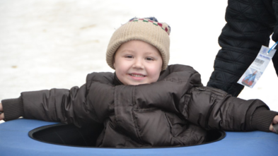 Zac in a snow tube 