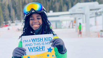 Nyaodi loves to ski and bringing her family on her wish adventure made it even better!