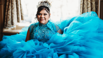 Wish child Gisselle in a beautiful ball gown with sparkly tiara