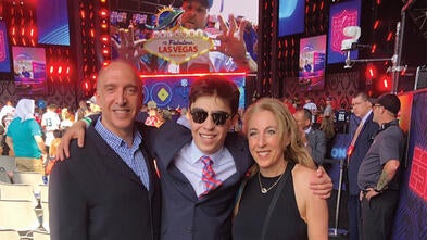 Sam's wish to announce the New York Giants' first draft pick at the NFL Draft