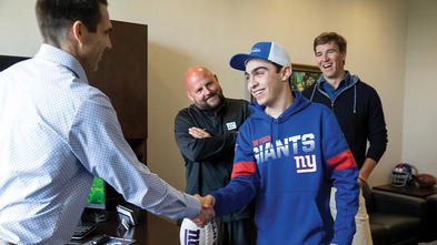 Sam's wish to announce the New York Giants' first draft pick at the NFL Draft