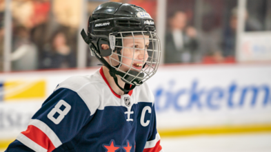 Liam on the ice with the Caps