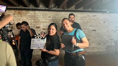Ashley on set