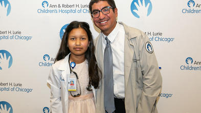Melanie and her physician Dr. Carlos Becerril-Romero after her white coat presentation