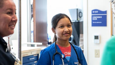 Melanie during her medical school class with the Child Life Specialist. 