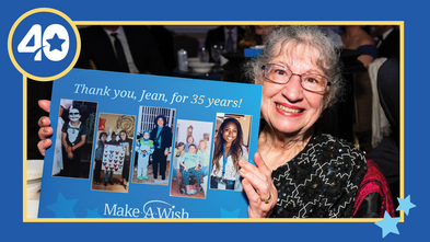Jean Ingraffia-Delosreyes receiving her milestone award at the 202 Evening of Wishes Gala