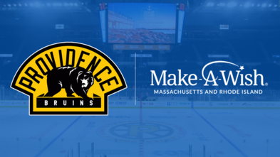 The Providence Bruins logo and the Make-A-Wish Massachusetts and Rhode Island logo