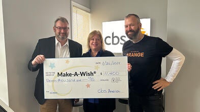 Lorenz Praefcke, CEO of cbs America, Ann Waltman, Make-A-Wish York Regional Senior Director and Johannes Semel vice president of cbs America.