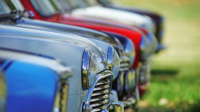 Vintage cars in a row photo