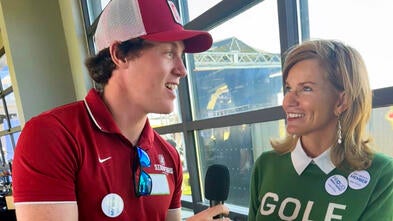 Grady and Amy doing an interview at the Wish It Forward Reunion