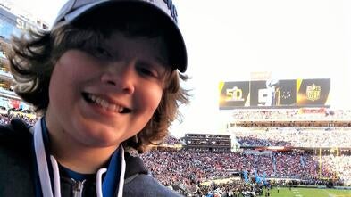 Gabe at the superbowl game