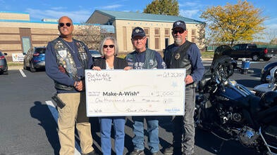 Blue Knights Chapter XVI check presentation to Make-A-Wish Development Director, Stephanie Pugilese