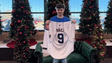 Andrew with his Cubs gear