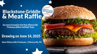 Blackstone Griddle & Meat Raffle -- An event hosted by the New Minersville Firehouse Bikers Softball Team -- Drawing on June 14, 2025