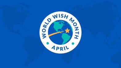blue background with World Wish Month text