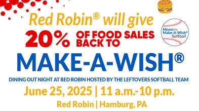 Dining Out Night at Red Robin hosted by The Leftovers Softball Team on June 25, 2025.