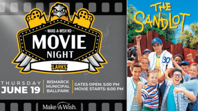 The sandlot movie poster with movie night details 