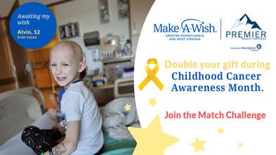 Double your gift during Childhood Cancer Awareness Month with Premier Wealth Partners