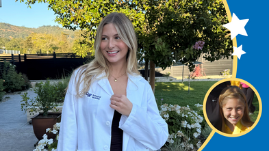 Isabella white coat ceremony at UCSF | childhood photo at soccer tournament