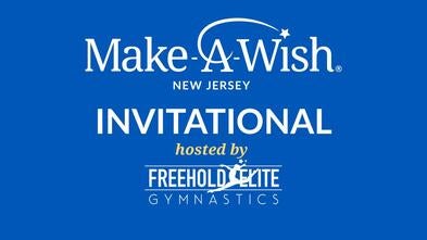 Text shows Make-A-Wish New Jersey and Freehold Elite Gymnastics logo