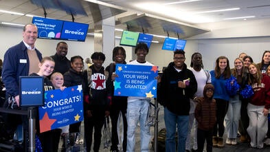 Joshua becomes the first wish kid to take off on a Breeze Airways flight after the two organizations announced their partnership.