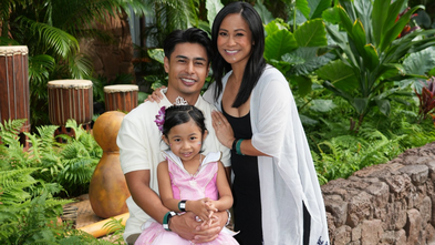 Bella and her parents at Aulani, A Disney Resort & Spa in Hawaii