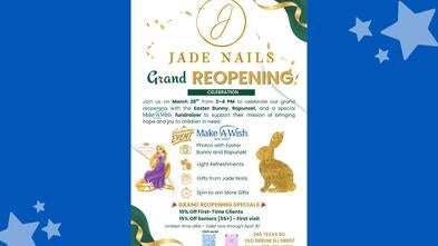 Image shows a flier for the Jade Nails Grand Reopening